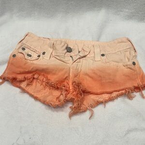 True Religion Peach Ombre Jean Shorts